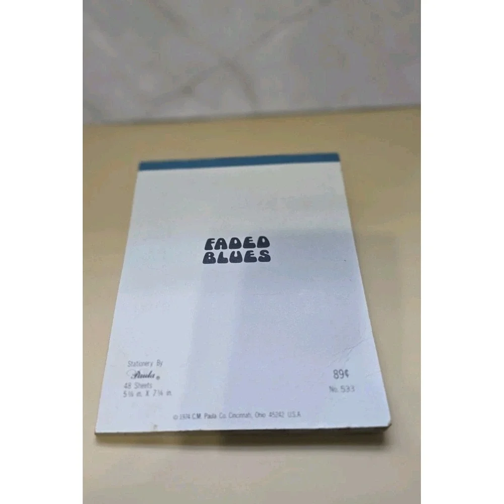 Stationary Note Pad Faded Blue By Paula Co. 1974 Great Condition